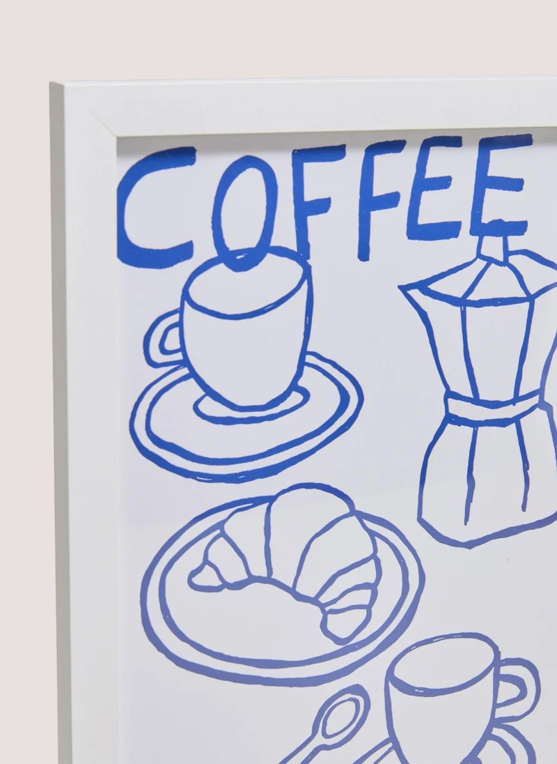 ماتلان Coffee & Croissant Wall Art Blue